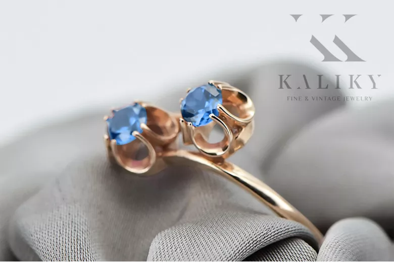 Ring Aquamarine Original Vintage 14K Rose Gold Vintage style vrc266r